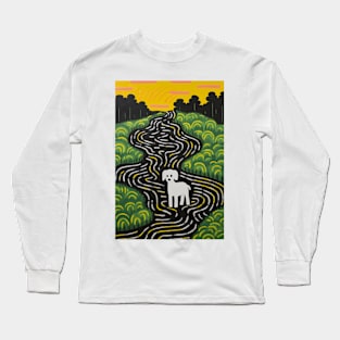 Riso-graphic Dog's Joyful Field Long Sleeve T-Shirt